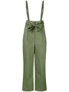 Suspender Trousers - Women - Cotton - 40, Green, Cotton, Semicouture