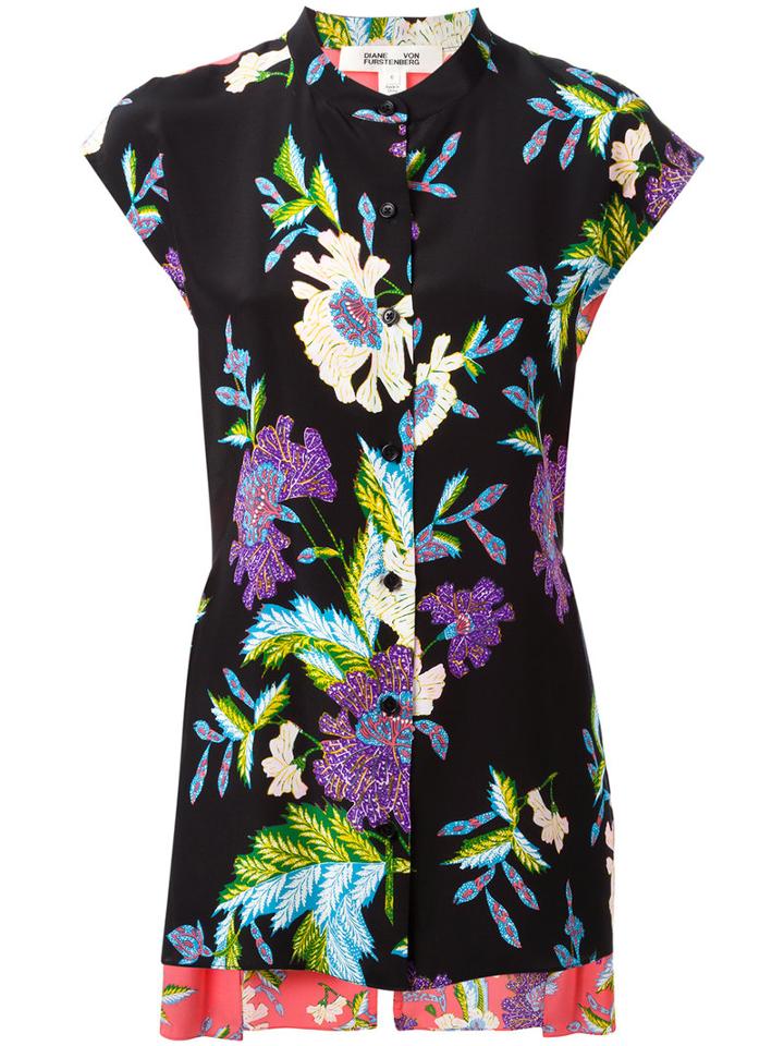 Diane Von Furstenberg Floral Print Blouse, Women's, Size: 8, Silk