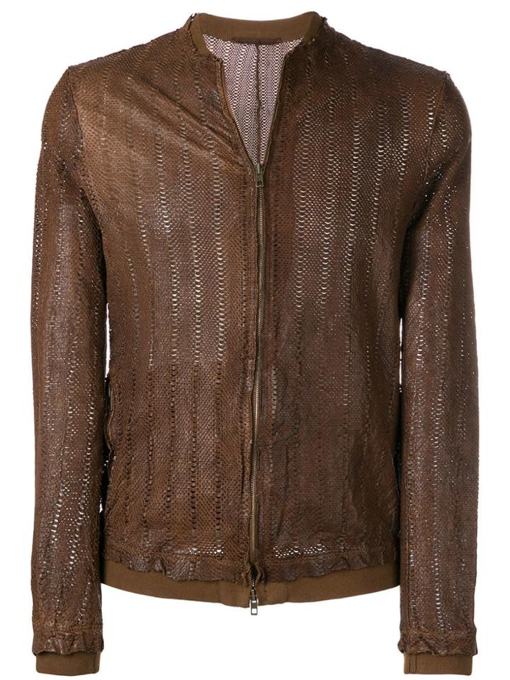 Salvatore Santoro Perforated Bomber Jacket - Brown
