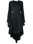 Loewe - Contrast Stitching Dress - Women - Linen/flax - 40, Black, Linen/flax