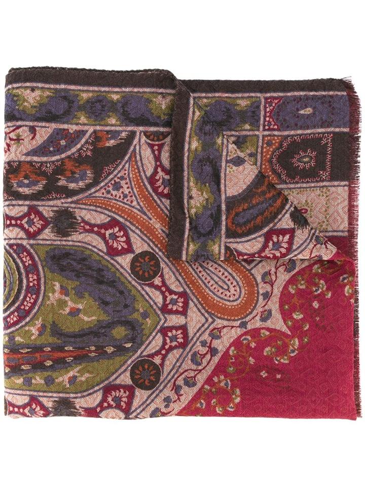 Etro Floral Paisley Print Scarf, Men's, Silk/wool