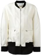 3.1 Phillip Lim Contrast Hem Bomber Jacket, Women's, Size: 4, White, Polyester/silk/cotton/spandex/elastane