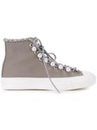 Muveil Faux Pearl-embellished Hi-top Sneakers