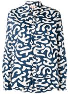 Marni Swirl Print Shirt, Women's, Size: 44, Blue, Cotton