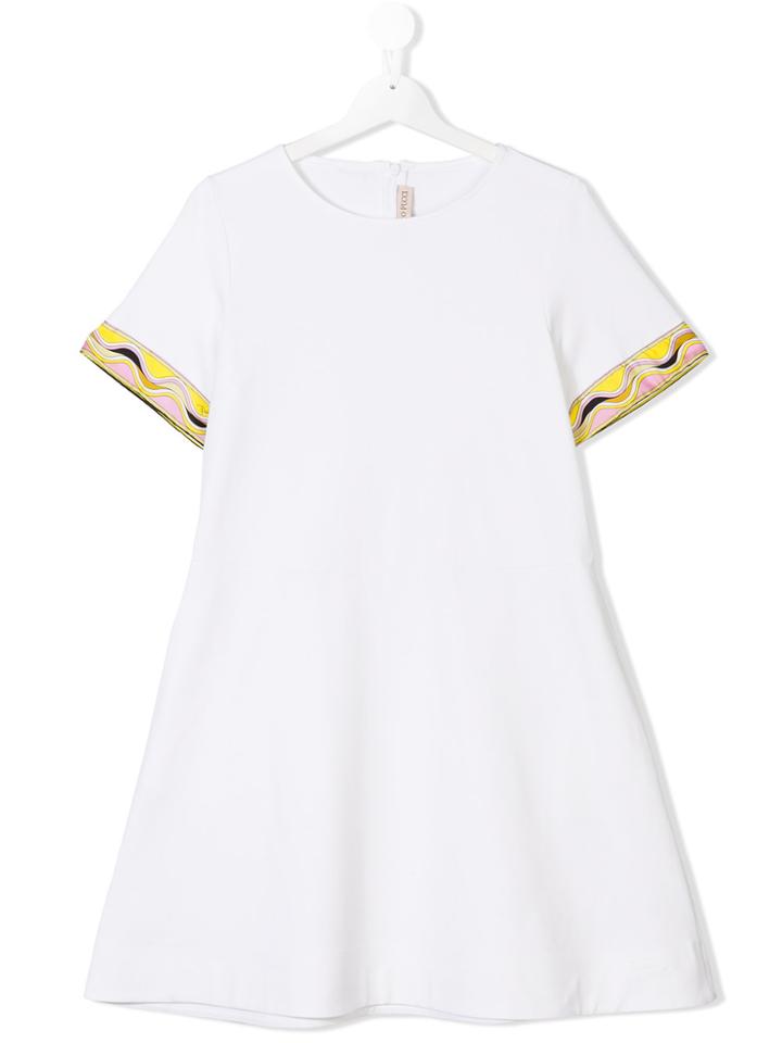 Emilio Pucci Junior Wave Border Skater Dress - White