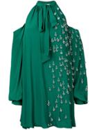 Au Jour Le Jour Embellished Cold-shoulder Dress - Green