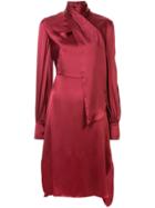 Layeur Fine Scarf Neck Dress - Red