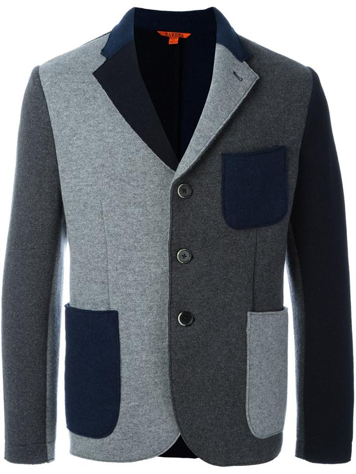 Barena Contrast Patch Pockets Blazer, Men's, Size: 52, Grey, Cotton/acetate/wool