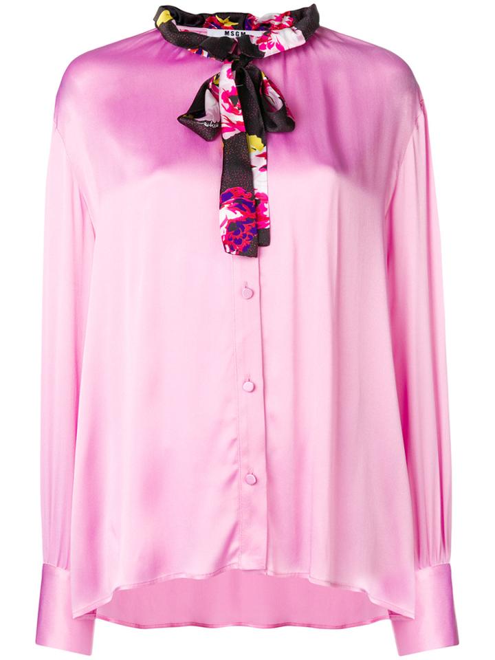 Msgm Satin Blouse - Pink & Purple