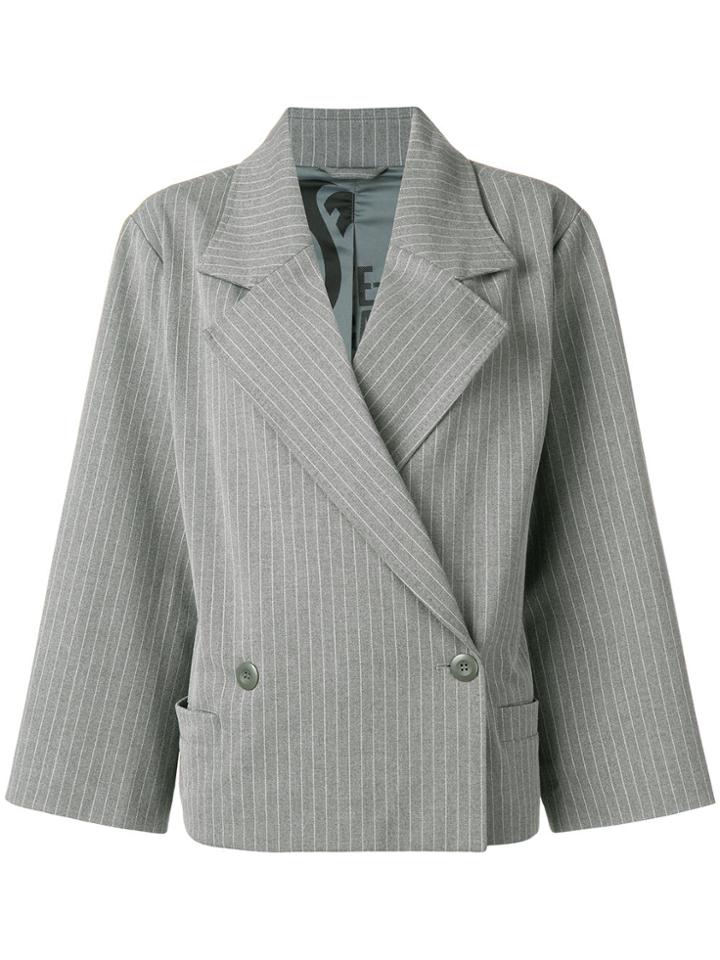 P.a.m. Pinstripe Double Breasted Blazer - Grey
