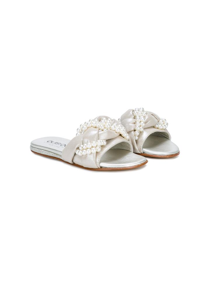Quis Quis Pearl Embellished Sandals - Metallic