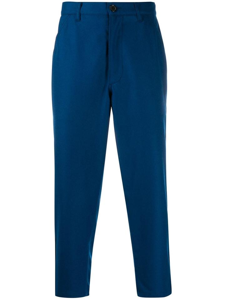 Comme Des Garçons Shirt Cropped Straight-fit Trousers - Blue