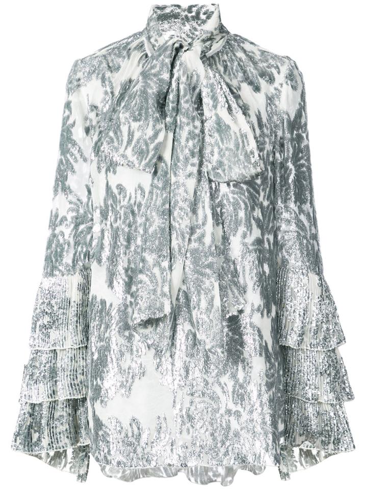 Prabal Gurung Floral Print Blouse - Metallic