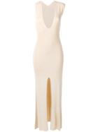 Jacquemus V-neck Slit Detail Dress - Neutrals