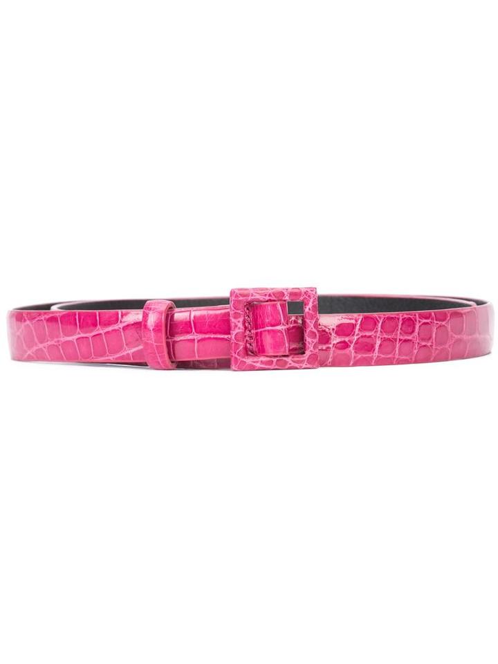 Oscar De La Renta Skinny Belt, Women's, Size: Medium, Pink/purple, Aligator Leather
