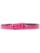 Oscar De La Renta Skinny Belt, Women's, Size: Medium, Pink/purple, Aligator Leather