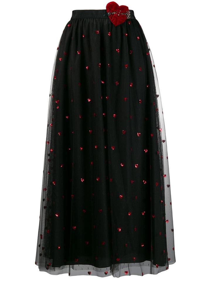 Red Valentino Love Heart Mesh Skirt - Black