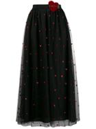Red Valentino Love Heart Mesh Skirt - Black