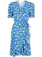 Diane Von Furstenberg Floral Print Wrap Dress - Blue