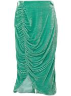 Vivetta - Knee Length Velvet Skirt - Women - Silk/acetate/cupro/viscose - 46, Green, Silk/acetate/cupro/viscose