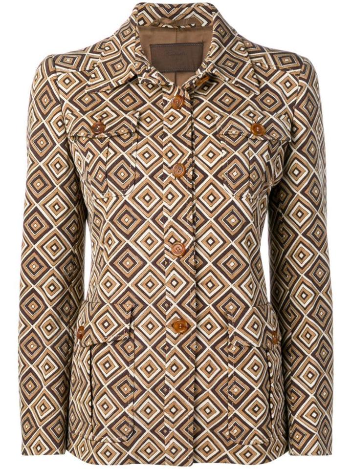 Prada Pre-owned 1990's Geometric Pattern Boxy Jacket - Brown