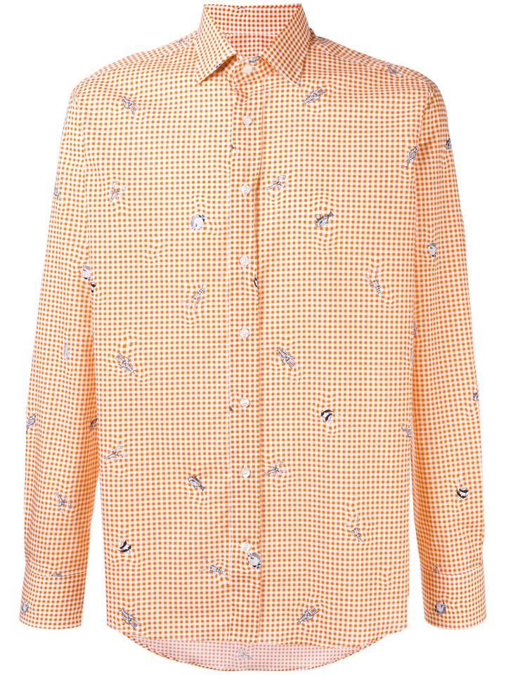 Etro Printed Fishes Shirt, Men's, Size: 43, Yellow/orange, Cotton