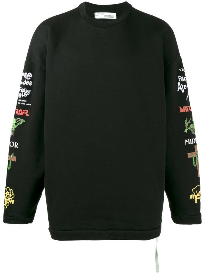 Off-white - Mirror Slogan Crew Neck Sweatshirt - Men - Cotton/polyester - Xl, Black, Cotton/polyester