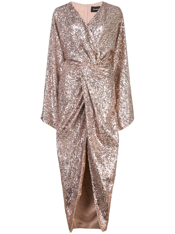Rasario Glitter Wrap Dress - Brown