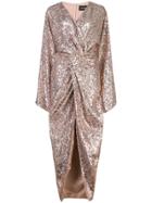 Rasario Glitter Wrap Dress - Brown