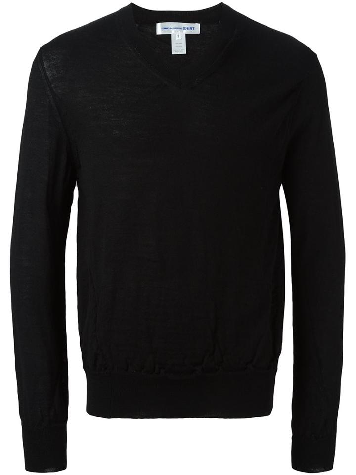 Comme Des Garçons Shirt V-neck Jumper, Men's, Size: Medium, Black, Wool