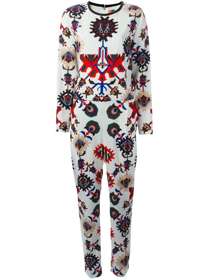 Msgm Mechanic Flower Print Jumpsuit