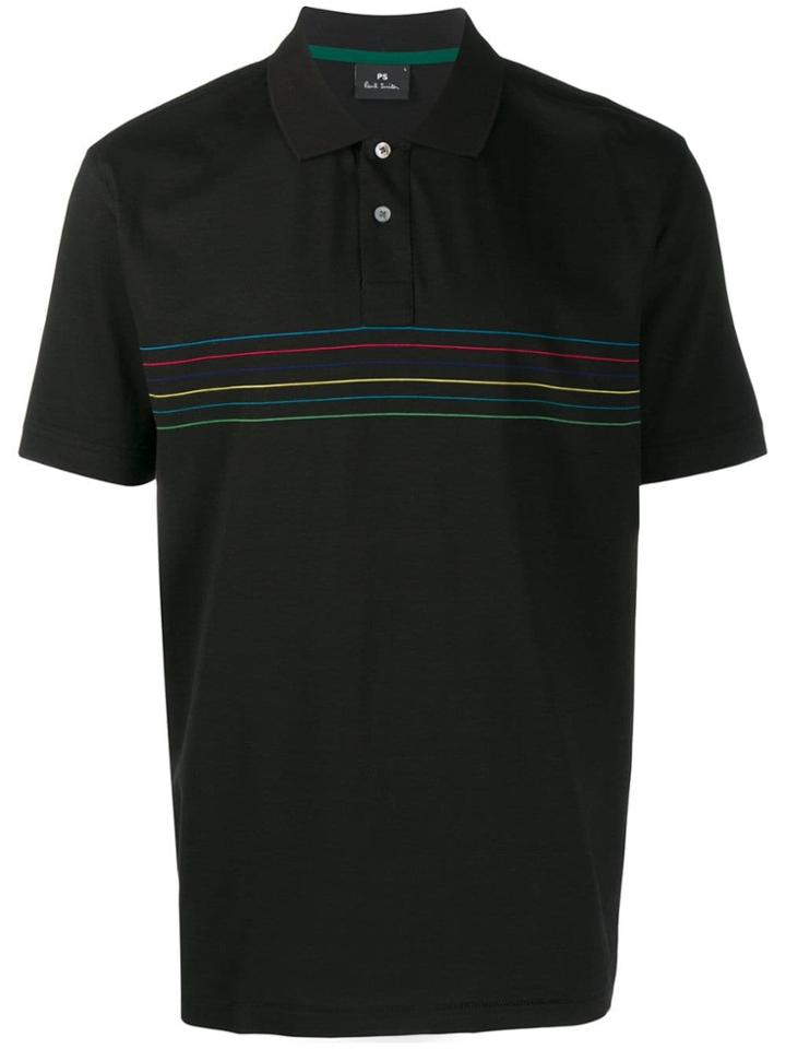 Ps Paul Smith Striped Short-sleeve Polo Shirt - Black