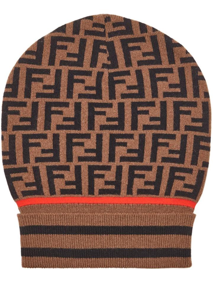 Fendi Ff Logo Beanie - Brown