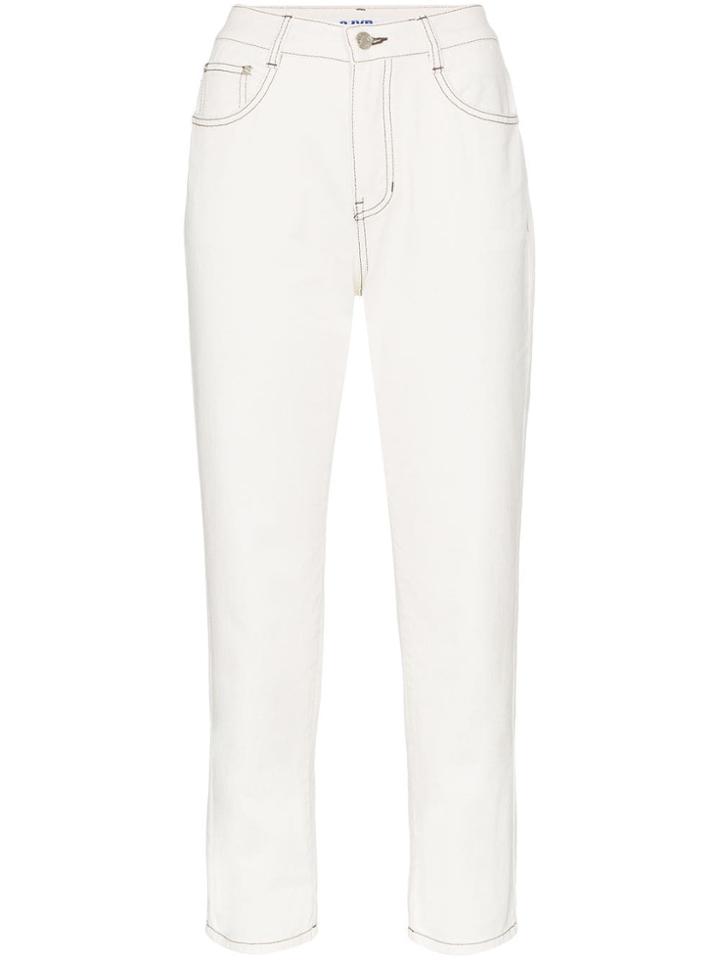 Sjyp Straight Leg Crop Jeans - White