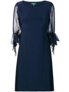 Lauren Ralph Lauren Sheer Puff Sleeve Shift Dress - Blue