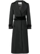 Fendi Belted Waist Coat With Ff Logo Panels - Black