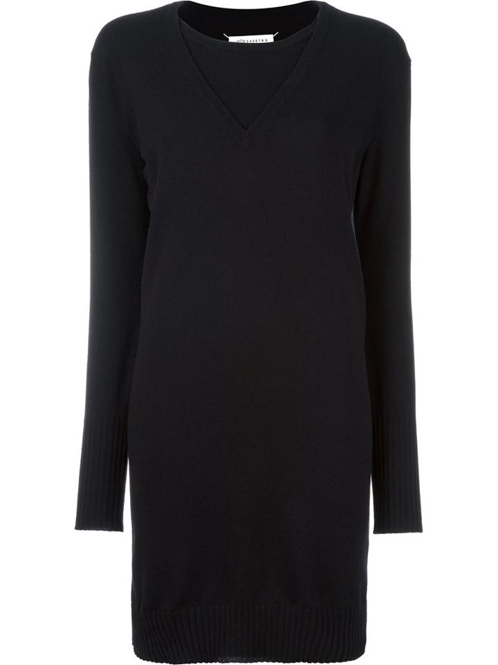 Maison Margiela - Layered Effect Sweater Dress - Women - Cashmere - S, Black, Cashmere