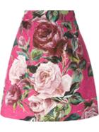 Dolce & Gabbana Rose Print Brocade Skirt