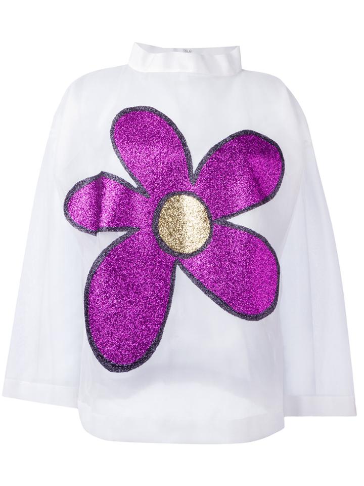 Christopher Kane Long Sleeve Flower Top - White