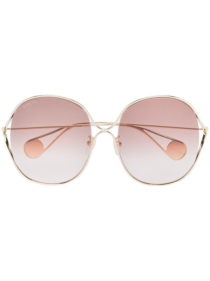 Gucci Eyewear Pink And Gold Metallic Gradient Sunglasses