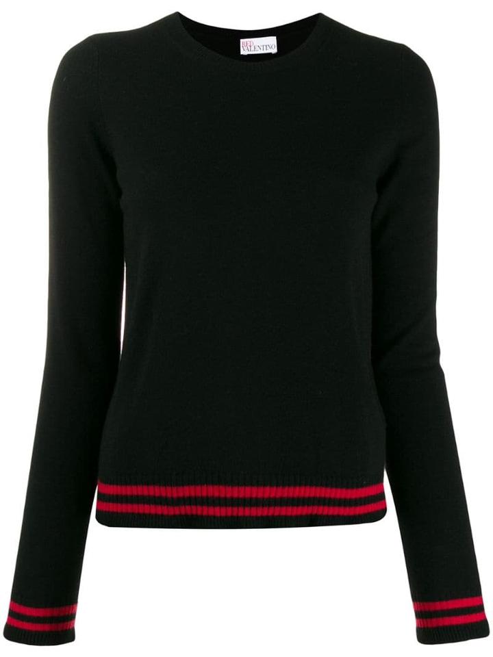 Red Valentino Contrast Striped Trim Jumper - Black
