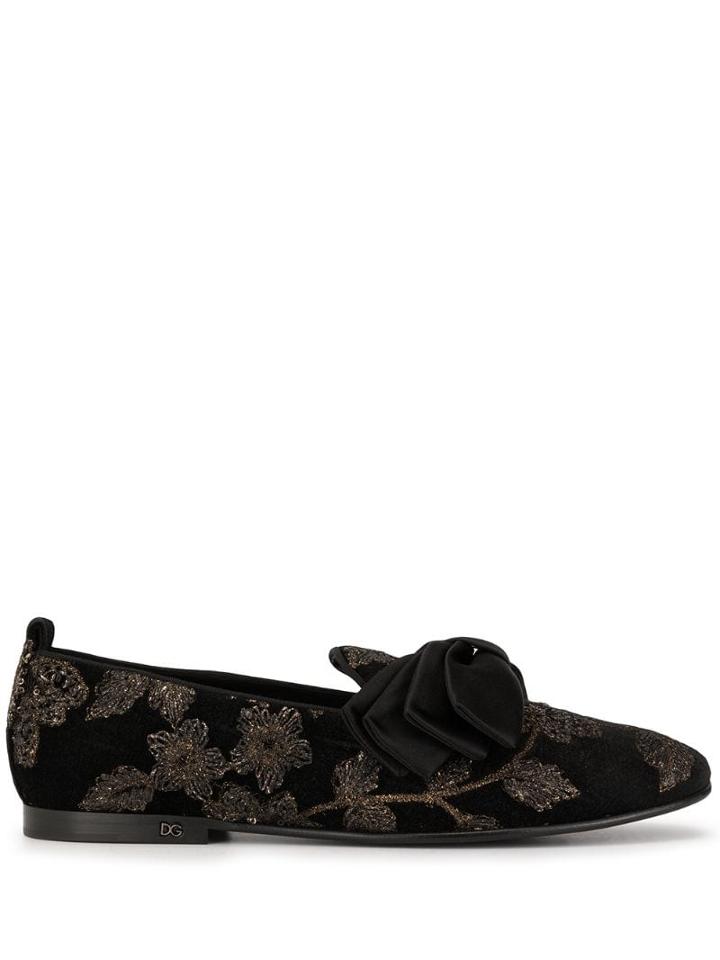 Dolce & Gabbana Bow Detail Loafers - Black