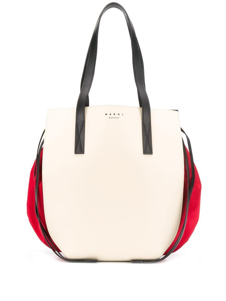 Marni Contrast Drawstring Tote Bag - Neutrals