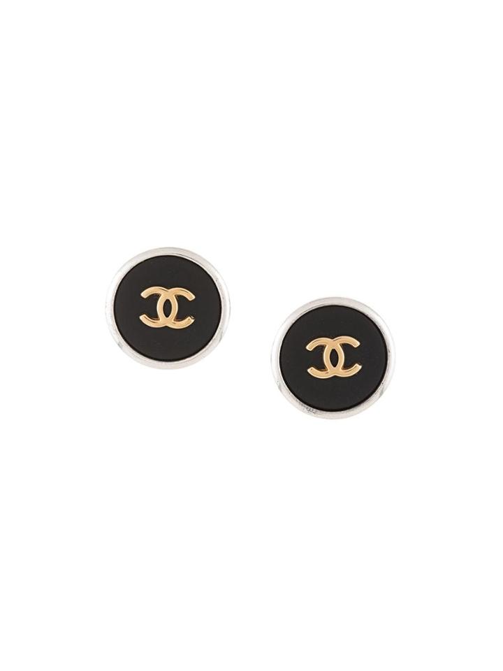 Chanel Vintage Chanel Cc Earrings - Silver