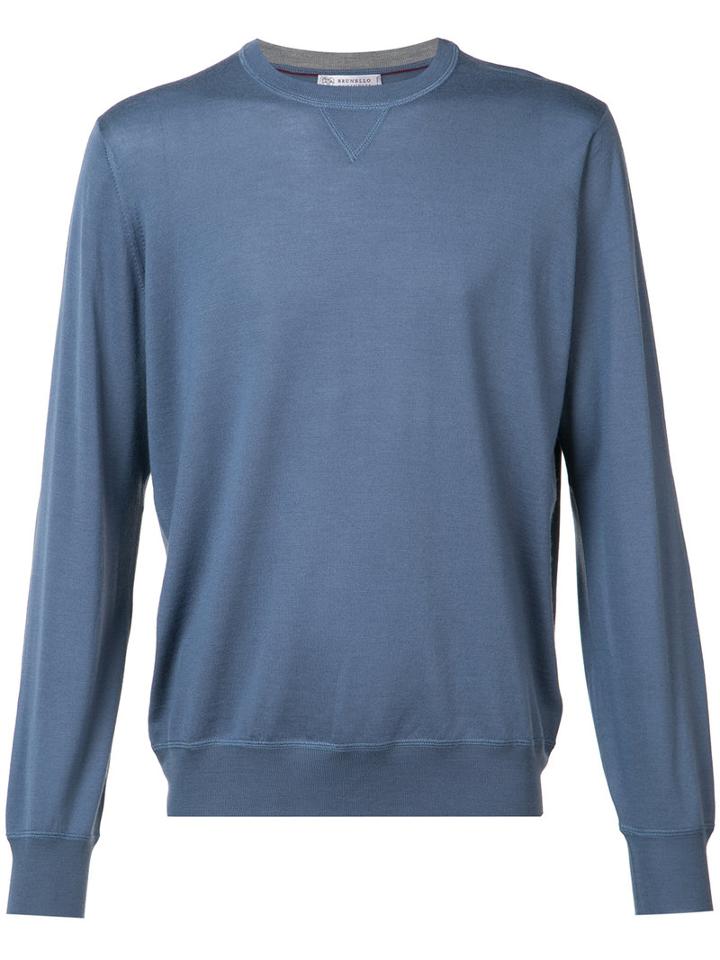 Brunello Cucinelli - Crew Neck Sweatshirt - Men - Cashmere/wool - 50, Blue, Cashmere/wool