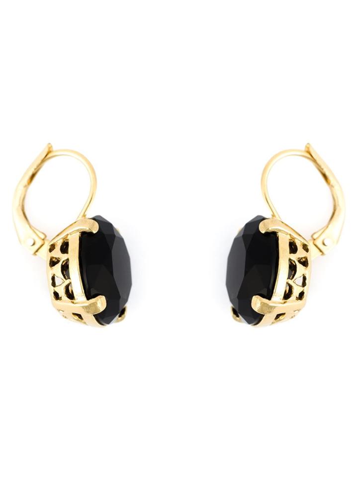 Wouters & Hendrix Smoked Quartz Drop Earings - Black