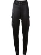 Balmain Track Trousers, Women's, Size: 38, Black, Silk/viscose/polyamide/spandex/elastane