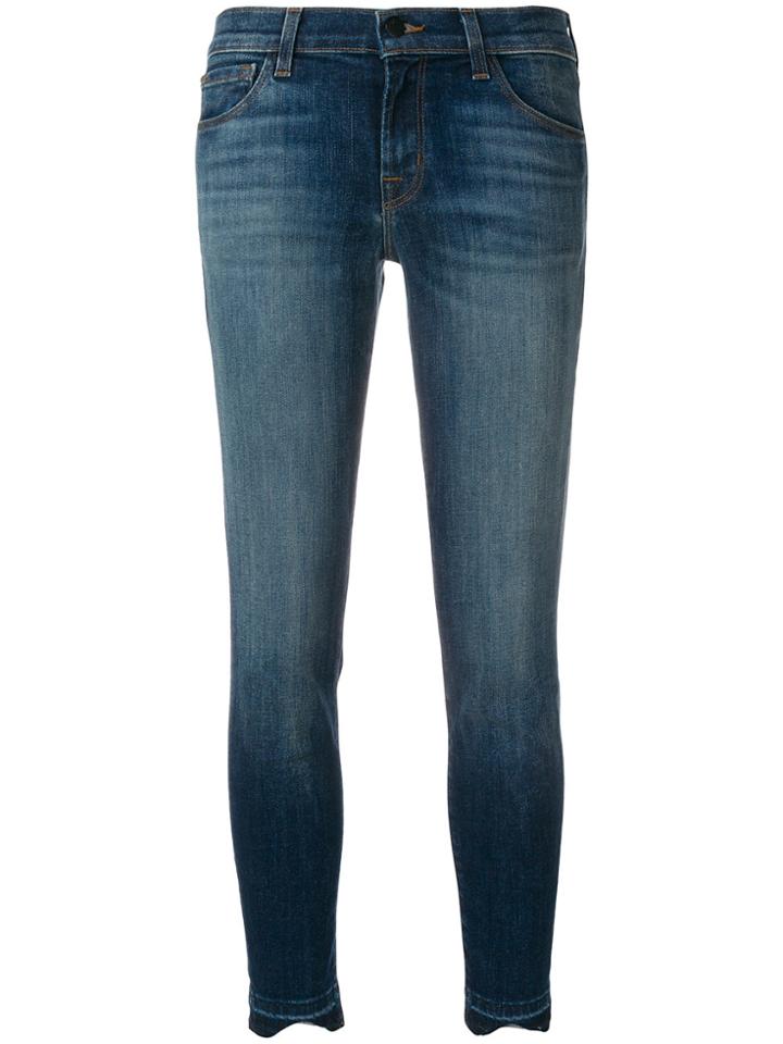 J Brand Raw Step Hem Skinny Jeans - Blue
