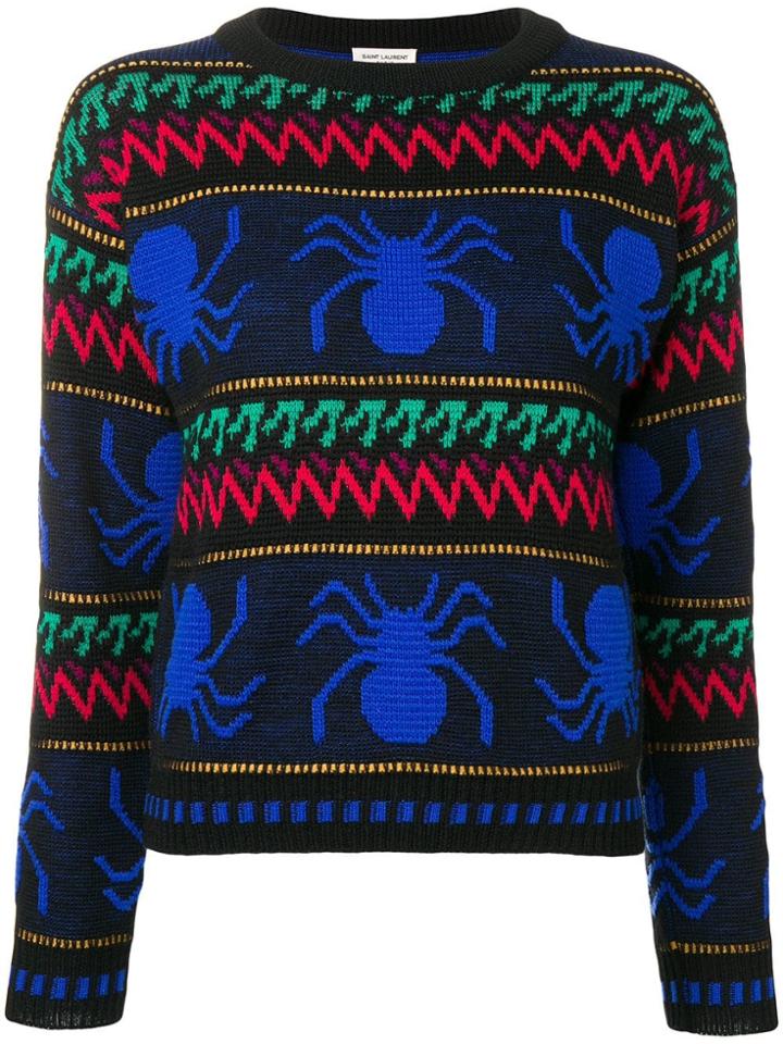 Saint Laurent Spider Jacquard Sweater - Black