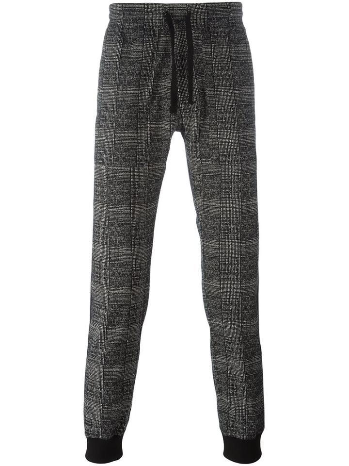 Christian Pellizzari Houndstooth Pattern Trousers, Men's, Size: 46, Black, Cotton/polyamide/spandex/elastane